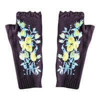 Zimske rukavice Čišćenje dame Trendi Vintage Pletene rukavice Cvjet izdužene izvezene tople ruke za