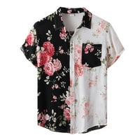 B91XZ MENS s kratkim rukavima majice muške majice Ležerne modne majice Top cvjetni havajski patchwork