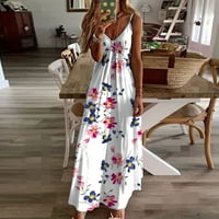 Tropske duge haljine za žene Seksi špagete kaiš V izrez cvjetni klizanje Maxi haljina ljetna labava