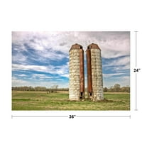 Laminirani ruralni silosi koji stoje u pašnjaku Fotografija fotografija Poster Suha Erase Znak 36x24
