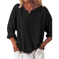 Trendi vrhovi za ženske majice spuštene košulje s prugastim dugim rukavima majice u obliku bloka uzorak