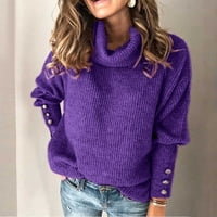Popust Ženski modni pleteni džemper Turtleneck Pulover pulover puni boje bluza s dugim rukavima ugodna