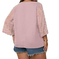 Žene plus bluze casual ravnica V izrez Top 2xl Dusty Pink
