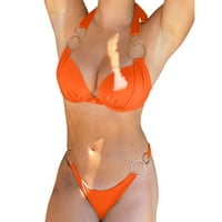 Ženska plaža Bikini Europa i Amerika Čvrsta boja Prikupljanje prstena bez leđa Split kupaći kostimi