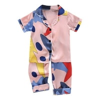 Djevojke Pajamas Nightcown Ljeto Svileni satenski print Tops Spavaće odjeće T Hratke za majice Postavi
