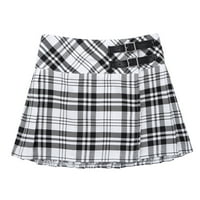 MSEMIS dječje djevojke pletene suktne suknje visoke struk školarke A-line mini tartan suknje uniforme