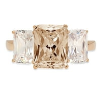 4.0ct Emerald Cut Champagne Simulirani dijamant 18K žuti zlatni godišnjica Angažmane kamene prstene