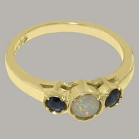 Britanci napravio je 10k žuto zlato stvarne originalne i safirne ženske osnivanje prstena - veličine