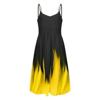 Žene Halter Fashion Mini tiskana Ljetna haljina bez rukava žuta m