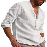 Muška majica Majica sa čvrstim bojama V izrez Men Plain Placke Beach Ljetne košulje Bijelo 2xL