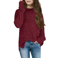 Djevojke zimska gusta pletena boja pune boje dugih rukava s dugim vratom topli džemper