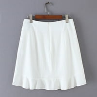 Xiuh Ženski ruffle zavoj čipke up mini suknje nagledne kratke suknje bijele xl