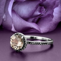 Art Deco 1. Karat Round Cut Morgatite i dijamantni moissanite zaručni prsten za vjenčani prsten u sterlingu