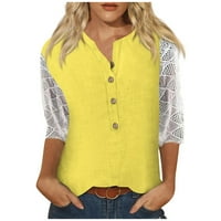 Bluze za žene Ženske košulje s dugim rukavima Solid pulover V izrez Jesen Ležerne prilike Bluze žuto