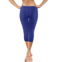 Miluxas pantalones de mujer cintura alta plus veličine modne casual ženske guštene žene dame visoke struke široke noge hlače joga hlače capris plavi 12