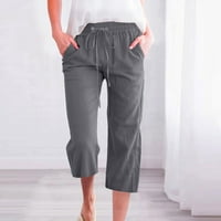 Ganfancp trend traperice za žene, solidne boje Ženske traperice sa džepovima Elastične labave hlače Ravne široke noge pantalone hlače tamno siva XL # pometničke ponude