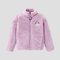 Dječji džemper jakna visoko ovratnik pune boje slatki topli zip kaput vanjska odjeća ljubičasta veličina
