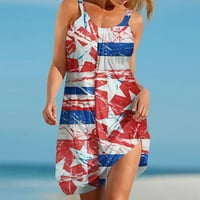 Dyegold sandresses za ženska ležerna plaža - midi ljetne haljine za žene casual bez rukava zvijezde
