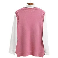 Ženski džemper prsluci Ležerne košulje s V-izrezom košulje u boji rukava bez rukava prsluk estetska