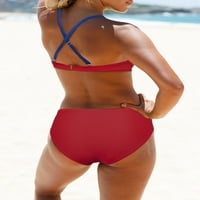 Dokotoo ženski crveni plavi blok boja dva biklini kupaći kostim pushp podstavljeni kupaći odijelo veličine