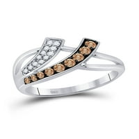 10kt bijelo zlato Žene okrugli smeđi dijamantski band prsten CTTW