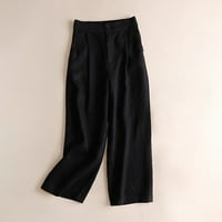 Wavsuf ženske hlače plus veličine čvrstog ravnog nogu pamučna platna klirenca crne hlače veličine xl