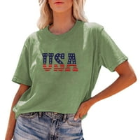 Gyujnb Ženske košulje s kratkim rukavima za žene Trendi ljetni SAD Odštampane četvrtine srpnja Košulje