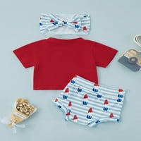 Dnevna dječja nezavisnost dana Odjeća Set Pismo STAR STAR PRINT kratkih rukava Majica Slatko krembeni šorc