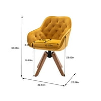 Velvet okretna akcentna stolica, moderna stolica za tapaciranu fotelju sa punim drvenim nogama i nogama