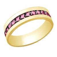 Simulirani ružičasti Sapphire Muški vječni prsten za vjenčanje u 14K čvrstog zlata sa veličinom prstena