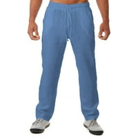 Yubnlvae hlače za muškarce muške posteljine posteljine ljetne joge plaže pantalone labave fit ravne