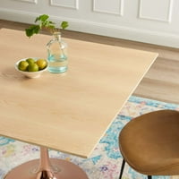Trpezarijski stol, kvadrat, drvo, ružino zlato smeđi prirodni, moderan savremeni urbani dizajn, kuhinjska