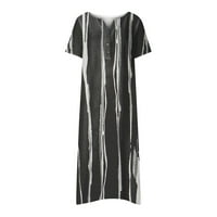 Ljetne haljine za žensko dugme V izrez A-line baggy maxi haljina cvjetna kratka rukava Vintage duga