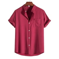 Ženska gumba s kratkim rukavima dolje klirens bluza skreće majice od vrata, pune boje casual labavi