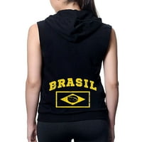 Junior's Brasil Yellow Flag crni bez rukava runa sa patentnim zatvaračem s malim crnim