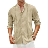Muška majica Pamučna posteljina dugih rukava klasična ugradna majica niz rever sa punim prugama ležerni
