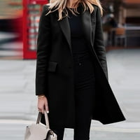 Blazer jakne za žene plus veličine grudi su pune boje dugih rukava slim s jednim kaputom crna veličina