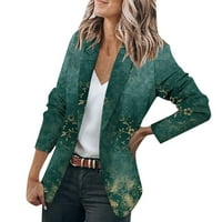 APEPAL Womens Blazer za posao Ležerne prilike dugih rukava COLLAR BLAZER jakne sa džepovima Vojska zelenog