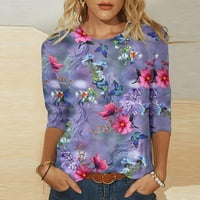 Cleance ispod $ Charella Havajske košulje za žene Modni ispisani labavi majica rukava bluza Okrugli