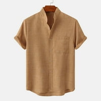 Lilgiuy muški džepni džep za okrugli vrat Čvrsta pamučna majica kratkih rukava Havajski stil Primorska plaža Ljetna tanka za slobodno vrijeme