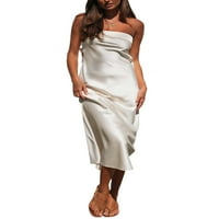 Arvbitana ženska ramena satenska tube haljina elegantna rukavica bez rukava za zabavu za zabavu na večernjim
