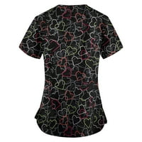 Ženske vrhove bluza Žene kratki rukav ležerne košulje za tiskane košulje Crew Crt Ljeto crni 4xl