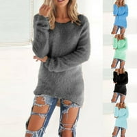 Ženski duks dugih rukava dugački džemper od labavog džemper Jumper vrhova bluza pulover