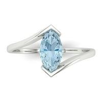 CT sjajan markizni rez simulirani plavi dijamant 14k bijeli zlatni pasijans prsten sz 9.5