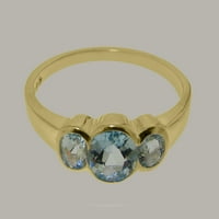 Britanci napravili 18k žuti zlatni prsten sa prirodnim akvamarinskim ženskim prstenom - Opcije veličine