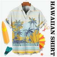 Havajska muška majica kokosova košutna košulja za muškarce Ljeto kratki rukav rever izrez muške odjeće