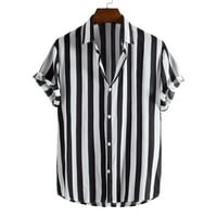 Ernkv Muške labave udobne košulje modne kratke rukave majice Havajska plaža Dugme odjeću Summer Stripe