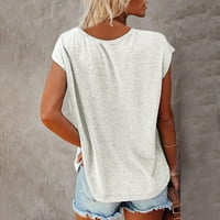 Majice za ženske kape ruhove Ljetni casual vrhovi V izrez Solid Boja casual majica labava bluza