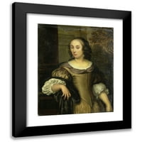 Eglon van der Neer Crni moderni uokvireni muzej umjetnički print naslovljen - portret mlade žene