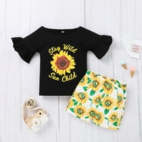 Utoimkio Clearance Toddler Djevojke za bebe Ljetne odjeće Dječji rufffle cvjetni kratki rukovi Tors